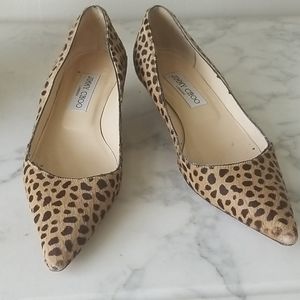 Jimmy Choo Calf Hair Cheetah Print Kitten Heels